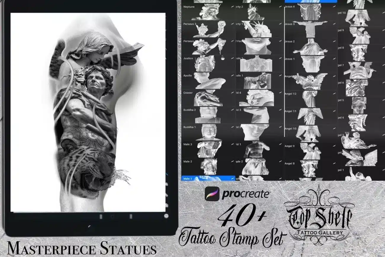 Masterpiece Statues Procreate Tattoo Brush Set